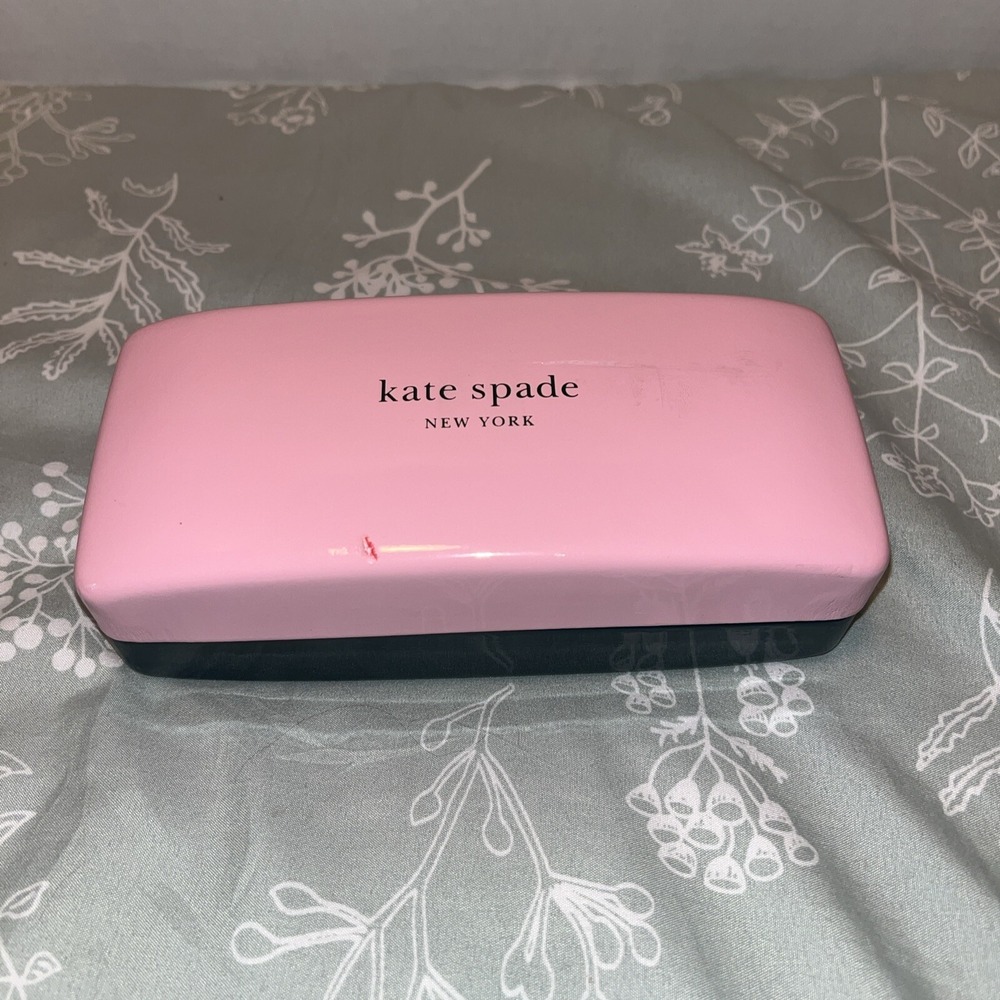 Kate Spade Eyeglasses Authentic Pnk Grn Hard Clamshell Case with Cleaning Cloth